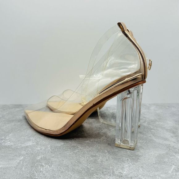 Only Maker Clear Rose Gold Strap Point Toe Pump Heels Size EU 45 - Picture 5 of 11